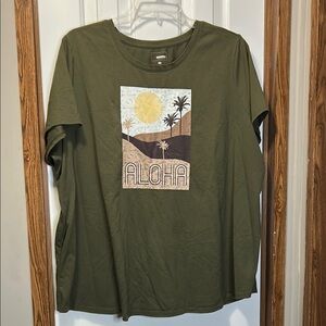 Sonoma Olive Green Aloha Graphic Tee